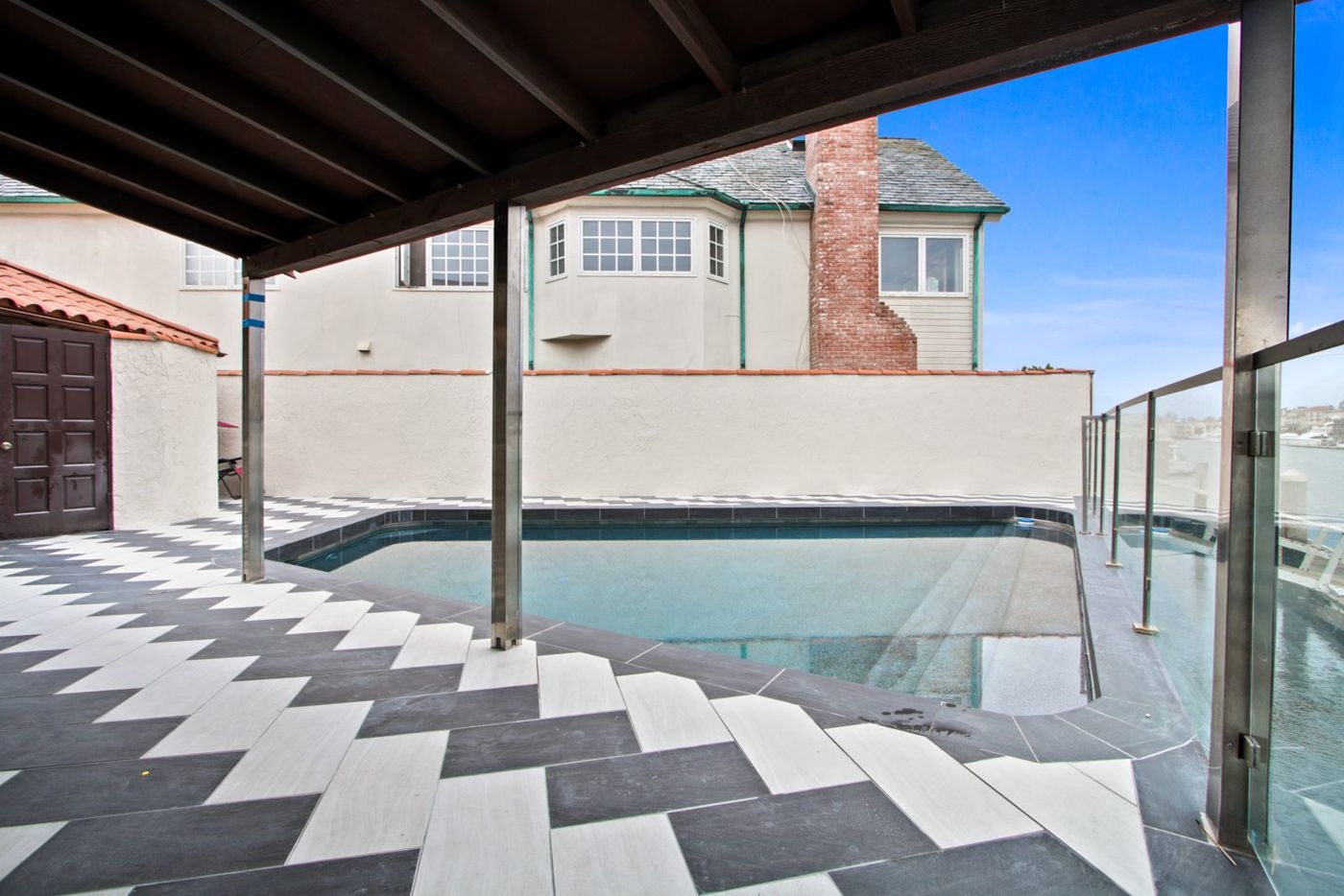 Pool and rear elevation